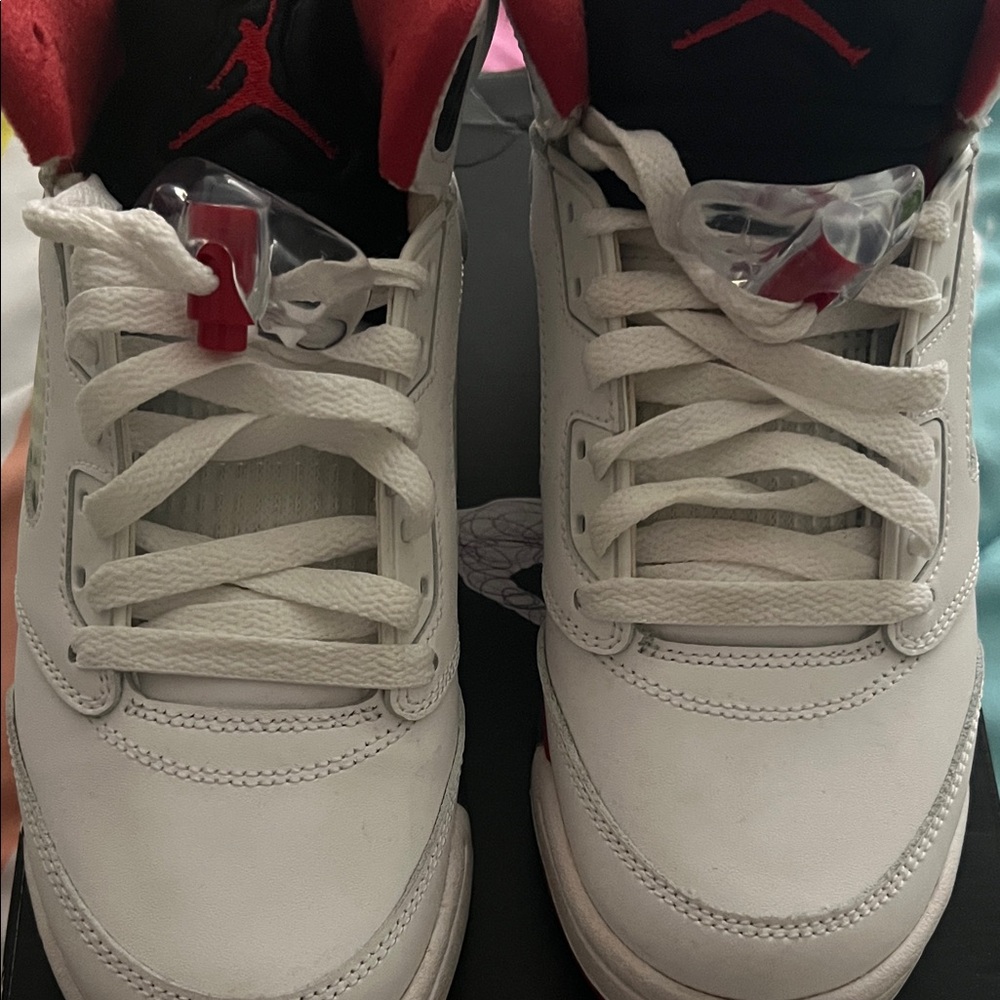 Jordan White and Red Retro Sneakers
